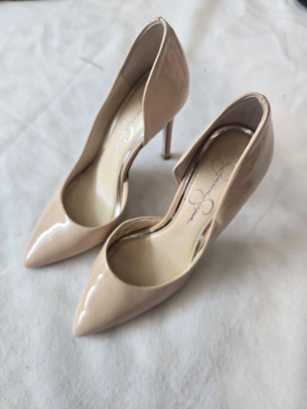 Jessica Simpson Nude Patent Pointed-Toe Stiletto Pumps Size 5.5
